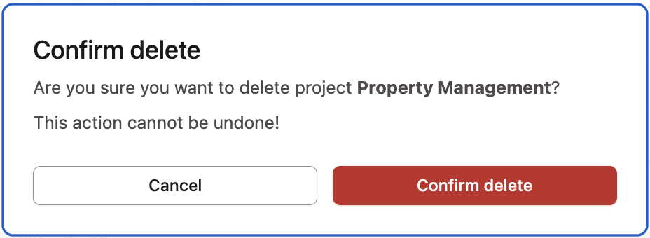Delete projects Delete projects